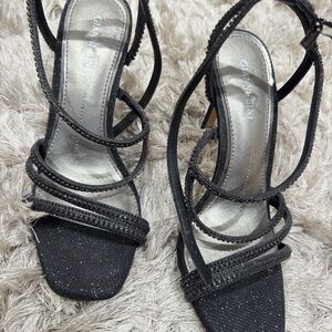Gianvito Rossi Glitter Black Strappy Heels